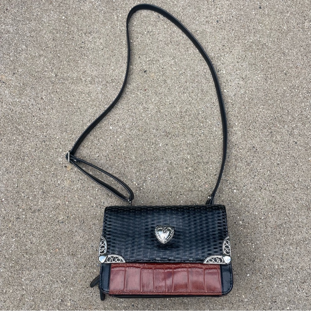Coldwater Creek Brown and Black Heart Crossbody Bag